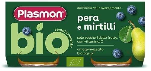 Plasmon Omogeneizzato Bio Pera Mirtilli 2x80g 6Mesi+-1