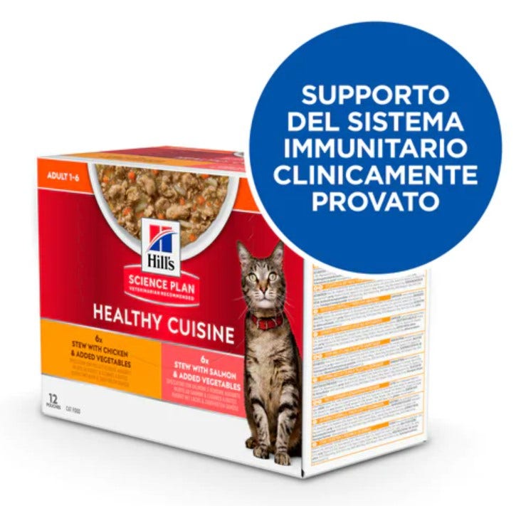 Hill's Science Plan Healthy Cuisine Multipack Umido Gatto Gusti Assortiti Pollo/Salmone Bustine 12x90gr-2