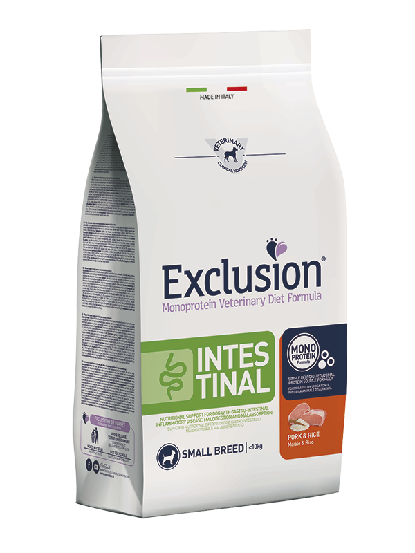 Exclusion Monoprotein Veterinary Diet Formula Intestinal Cibo Secco Maiale E Riso Per Cani Adulti Taglia Piccola Sacco 7kg-3
