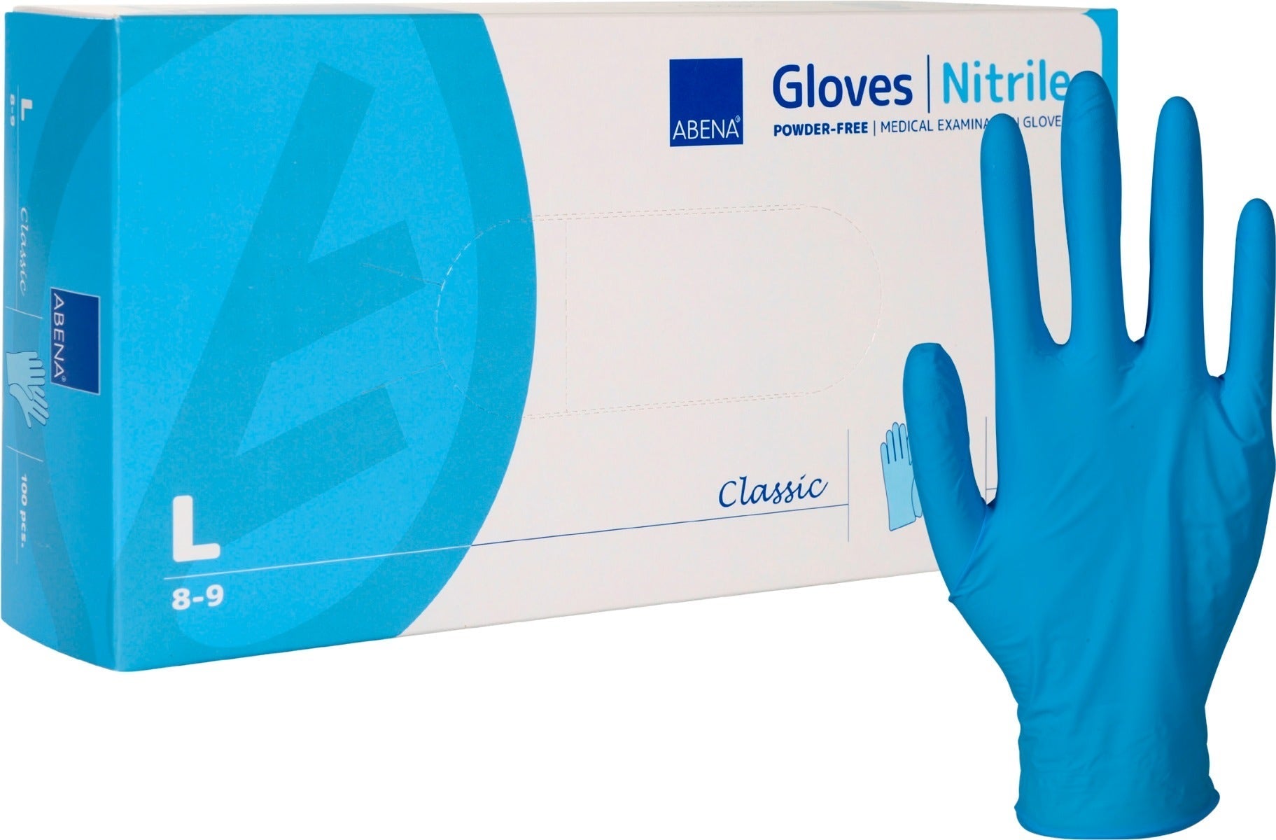Abena Guanto Nitrile Senza Polvere Blu Taglia L 100 Pezzi-3
