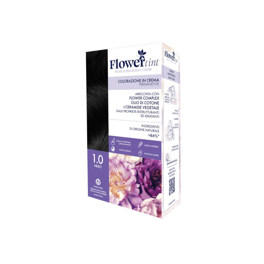 Flowertint Colorazione In Crema Permanente Colore 1,0 Nero -1