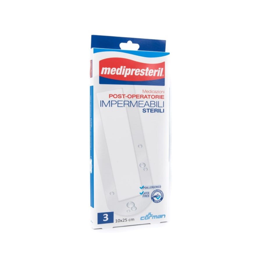Medicazione Medipresteril Post Operatoria Ipermeabile Sterile 10x25 cm 3 Pezzi  - 2