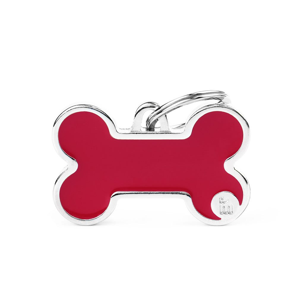 Medaglietta Per Cani E Gatti Personalizzata Osso Rossa-1