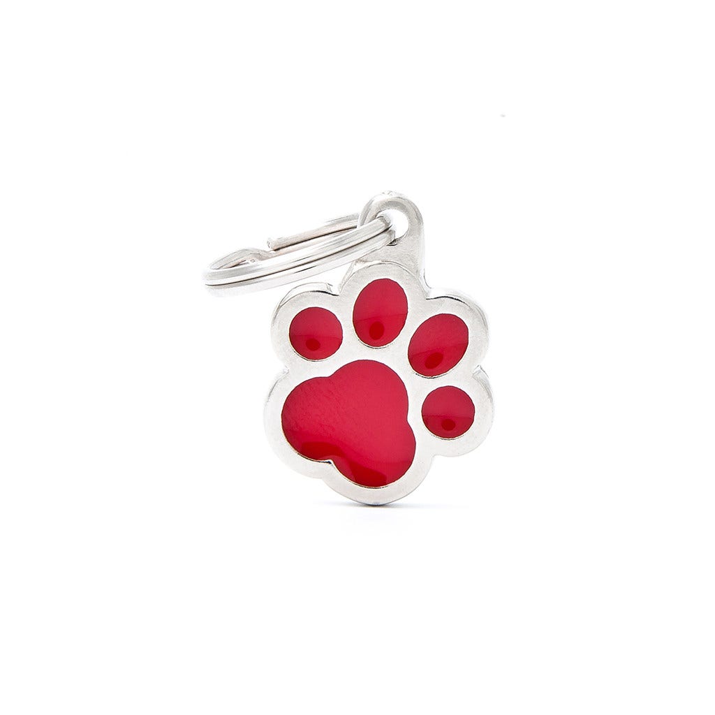 Medaglietta Per Cani E Gatti Personalizzata Cerchio Con Zampa Rossa-3