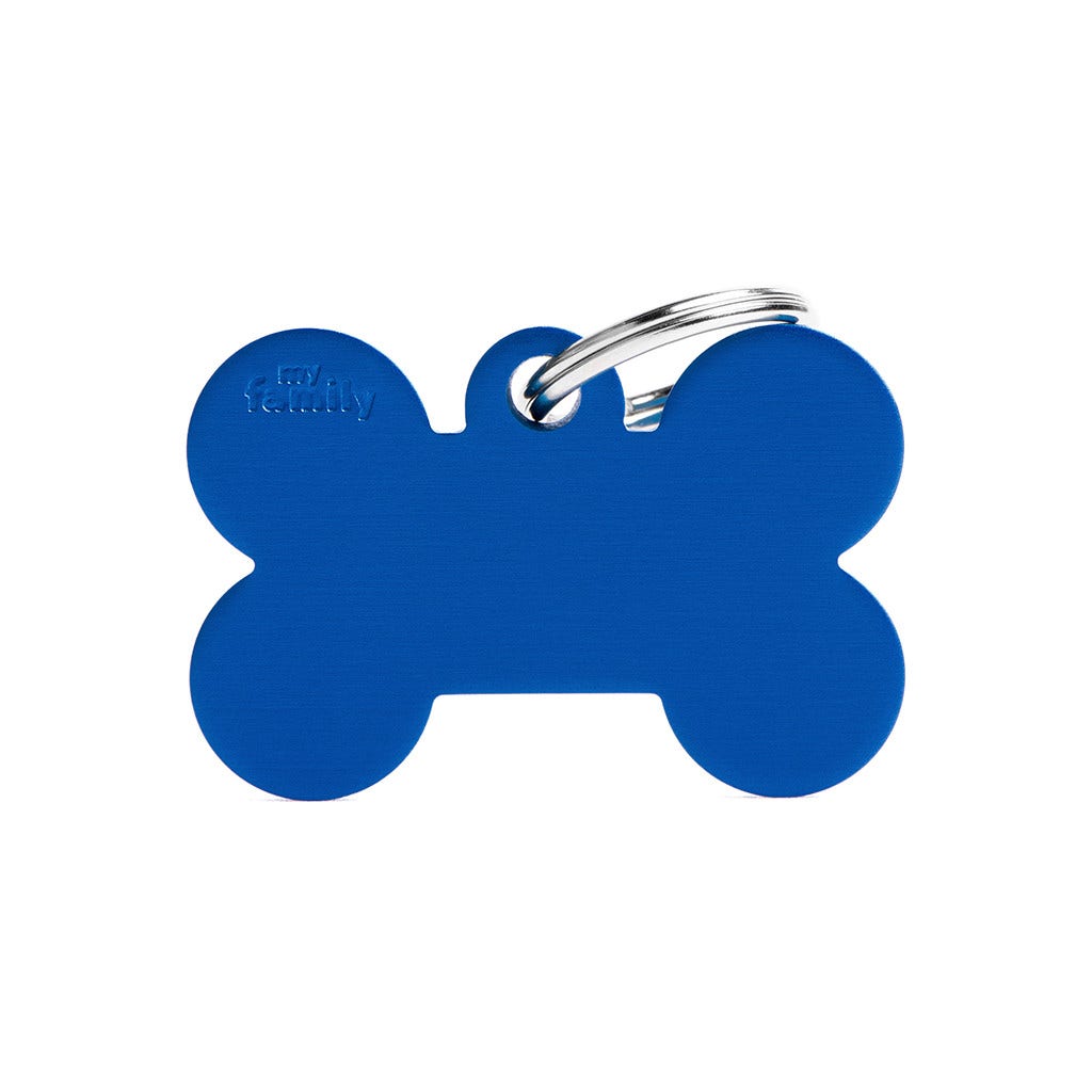 Medaglietta Per Cani E Gatti Personalizzata Osso In Alluminio Blu Taglia Grande-1