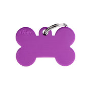 Medaglietta Per Cani E Gatti Personalizzata Osso In Alluminio Viola Taglia Grande-1