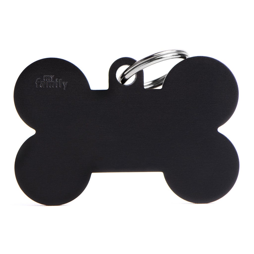 Medaglietta Per Cani E Gatti Personalizzata Osso In Alluminio Nero Taglia XL-1
