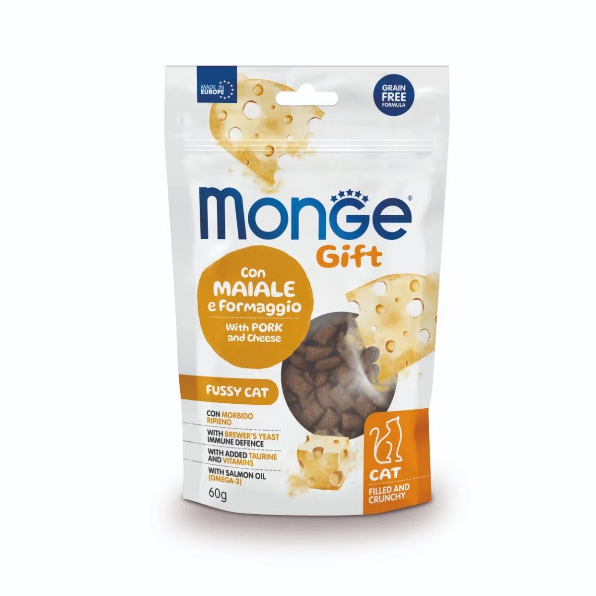 Monge Filled And Crunchy Snack Per Gatti Maiale E Formaggio 60g-1
