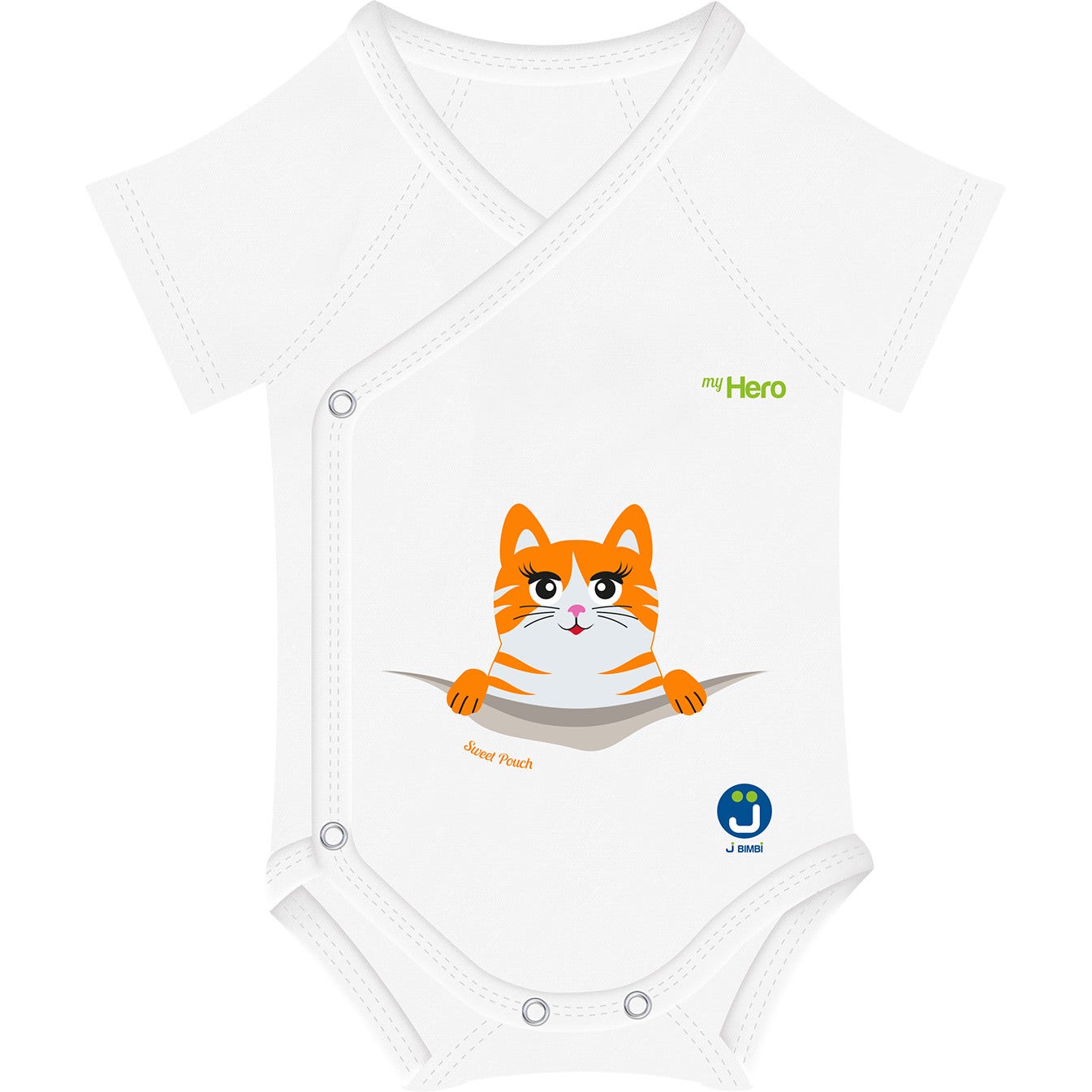 J Bimbi Body My Hero Bio Cotton 4 Season 44-62cm Sweet Pouch Gatto  - 2