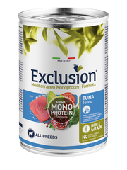 Exclusion Mediterraneo Monoprotein Noble Grain Umido Al Tonno Per Cani Lattina 400gr-1