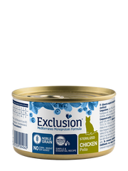 Exclusion Mediterraeo Noble Grain Gatto Adulto Sterilizzato Al Pollo Lattina 85gr-2