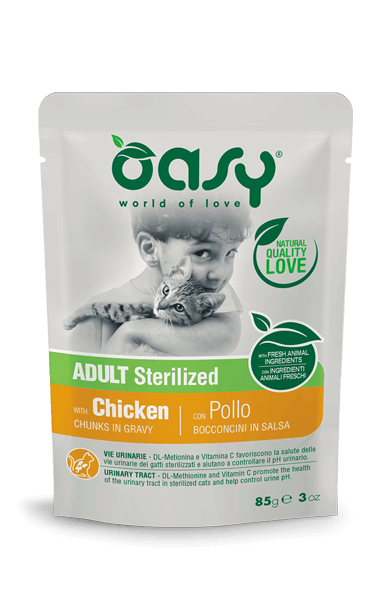 Oasy Gatto Adulto Sterilizzato Bocconcini Pollo Busta 85g-1