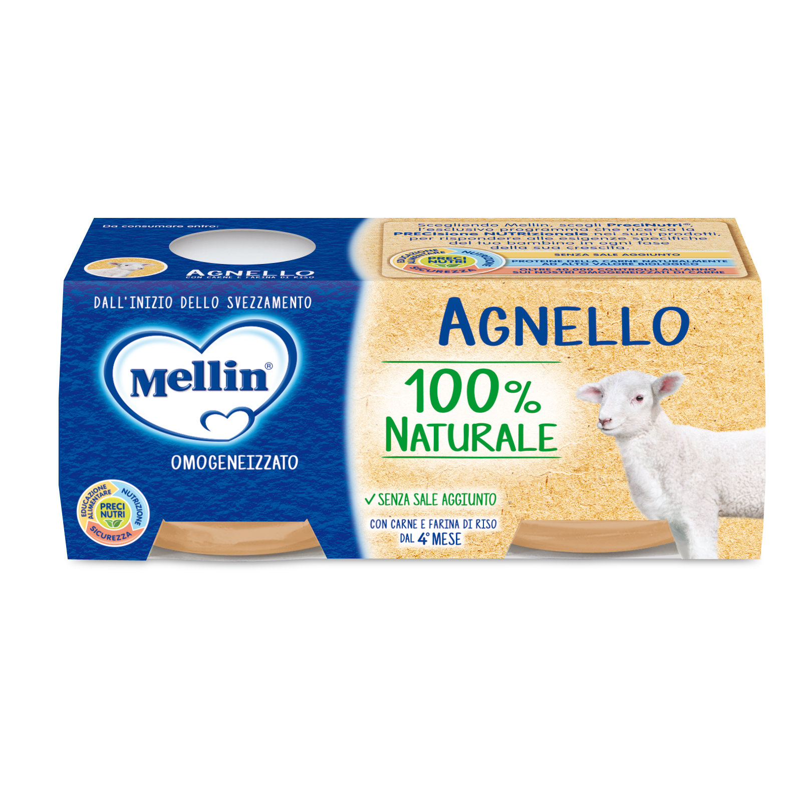 Mellin Omogeneizzato Agnello 2 X 80g  - 2