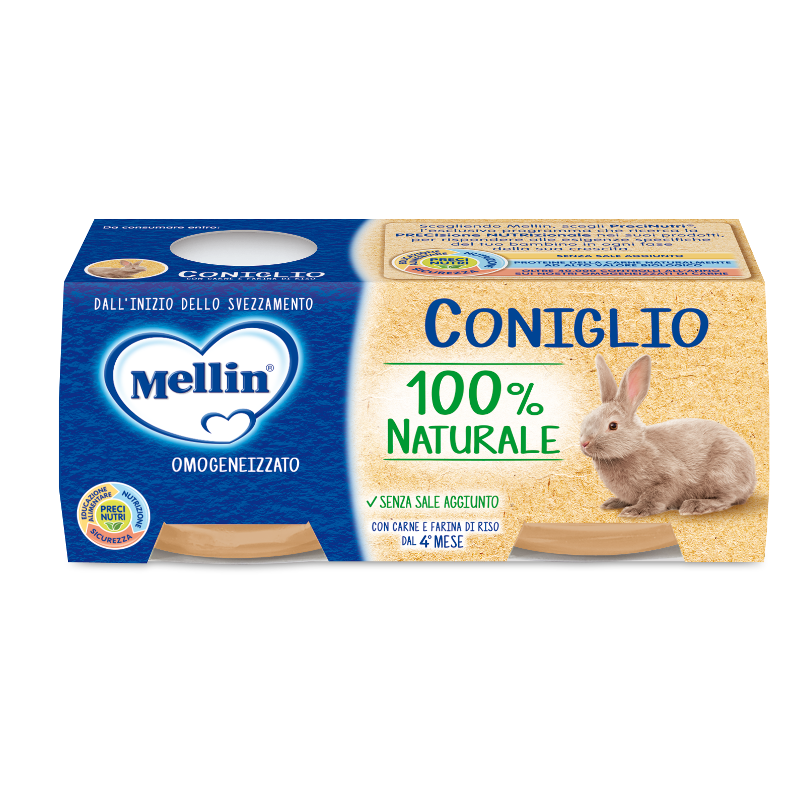 Mellin Omogeneizzato Coniglio 2x80g  - 2
