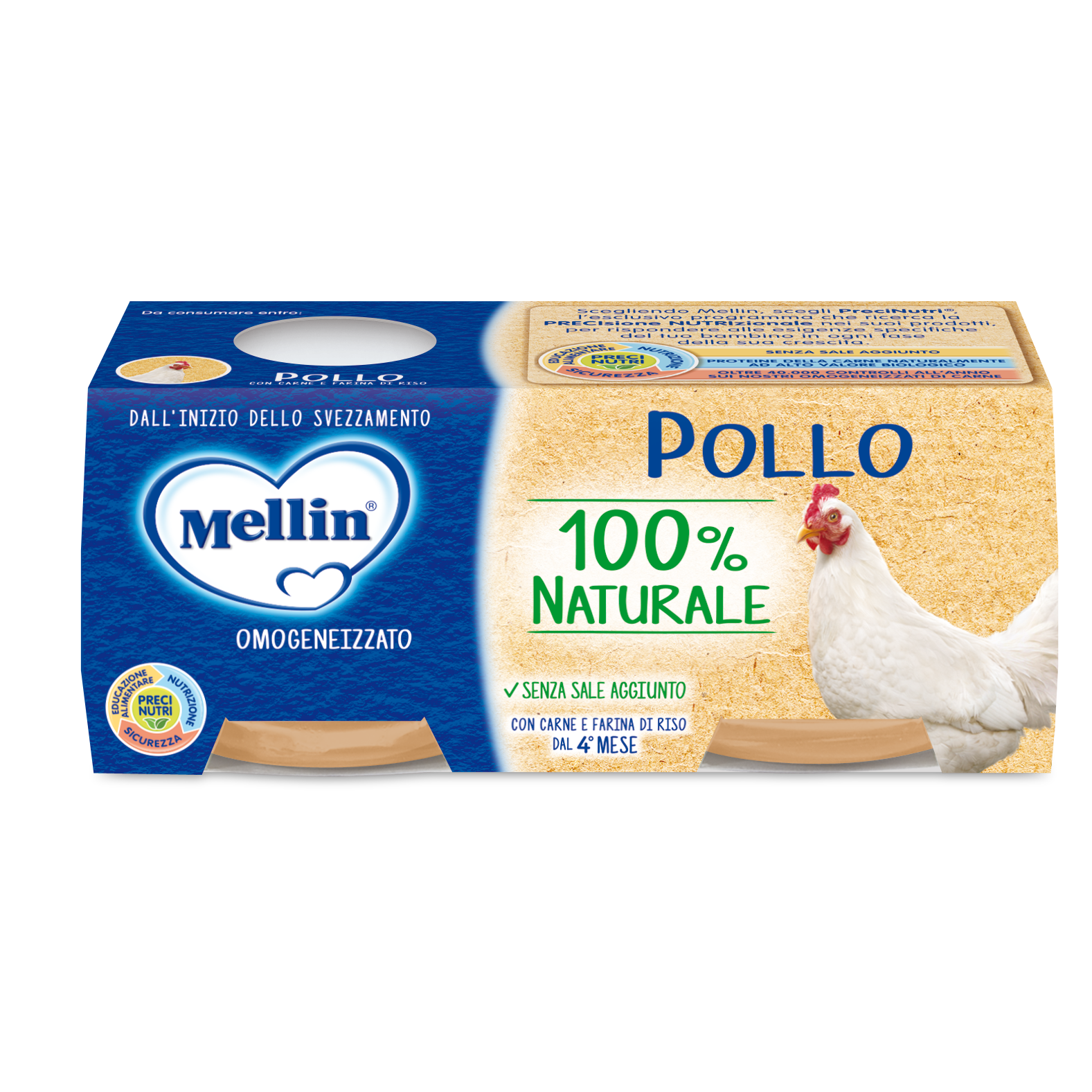 Mellin Omogenizzato Pollo 2x120g 4M+  - 3