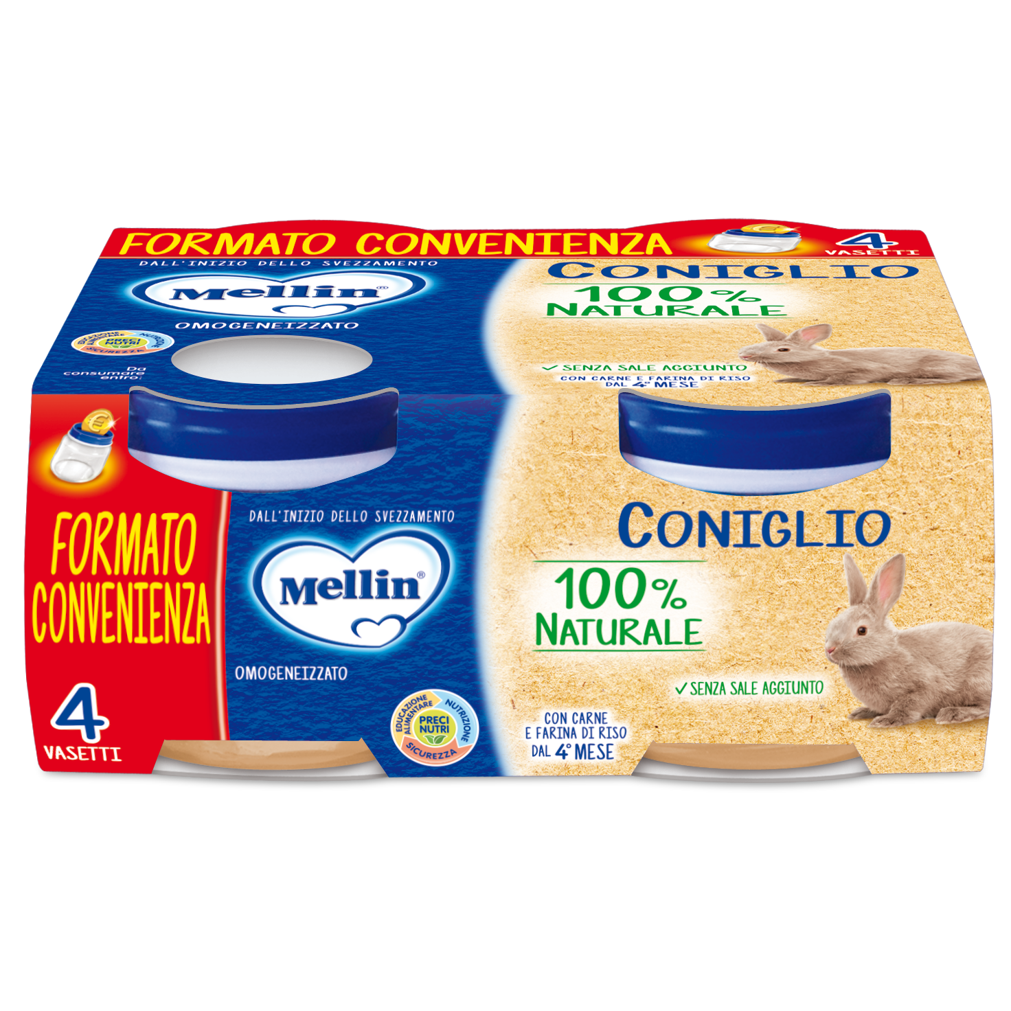Mellin Omogeneizzato Coniglio 4X80g  - 2