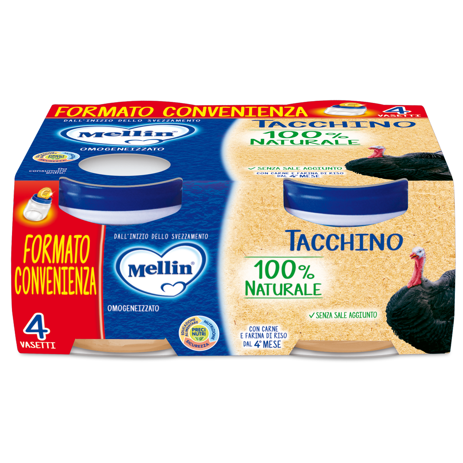 Mellin Omogeneizzato Tacchino 4x800g  - 2