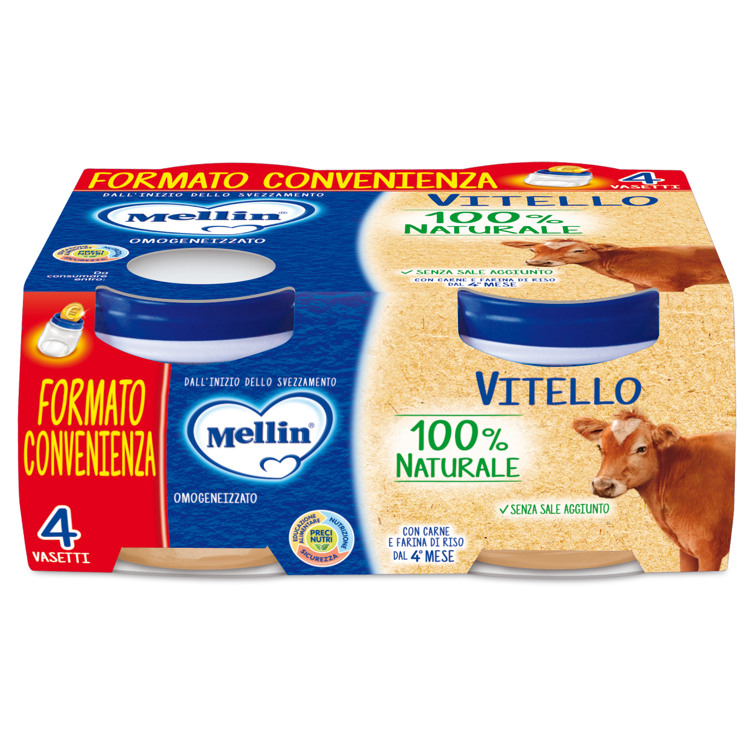 Mellin Omogeneizzato Vitello 4 Vasetti X80g  - 2
