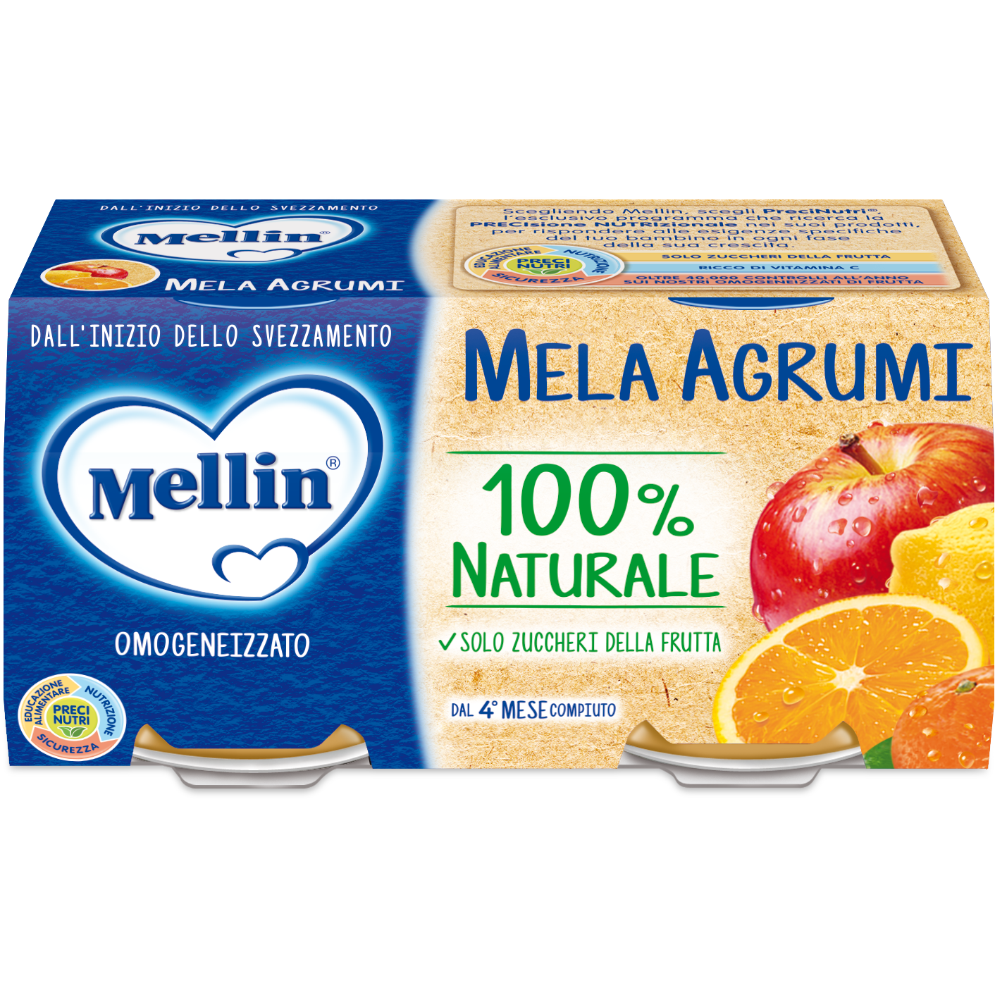 Mellin Omogeneizzato Mela Agrumi 2 Vasetti X100g  - 2