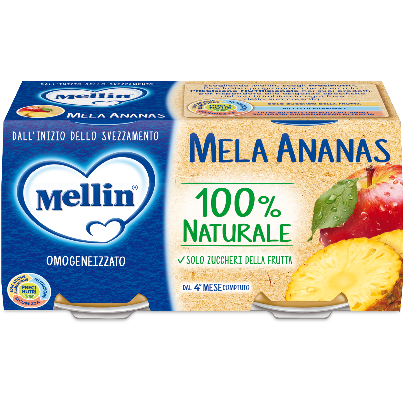 Mellin Omogeneizzato Mela/Ananas 2x100g  - 3
