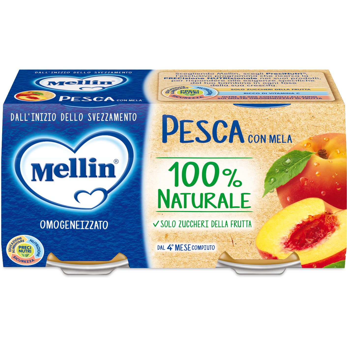 Mellin Omogeneizzato Pesca 2x100g  - 2