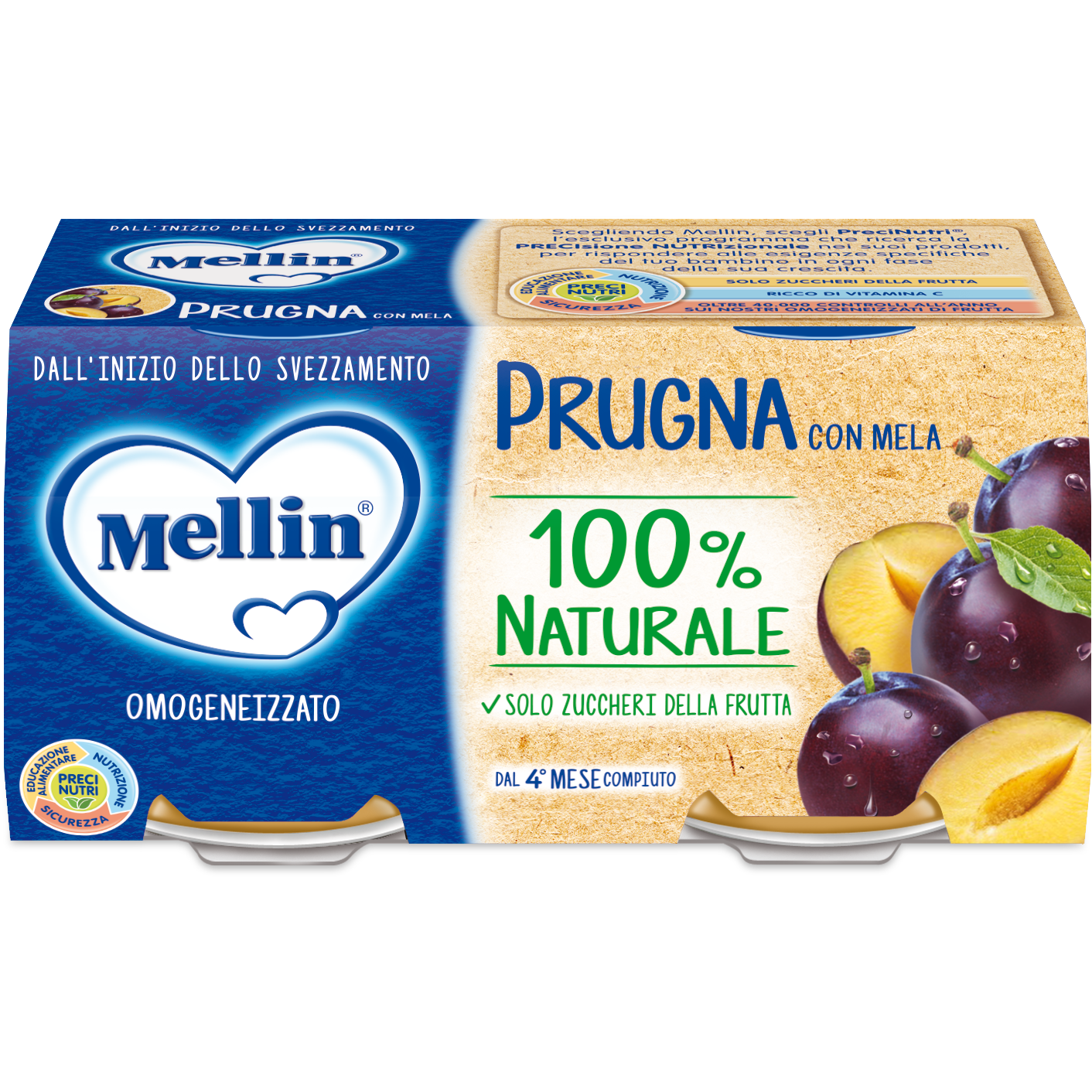 Mellin Omogeneizzato Prugna Mela  2x100g  - 3