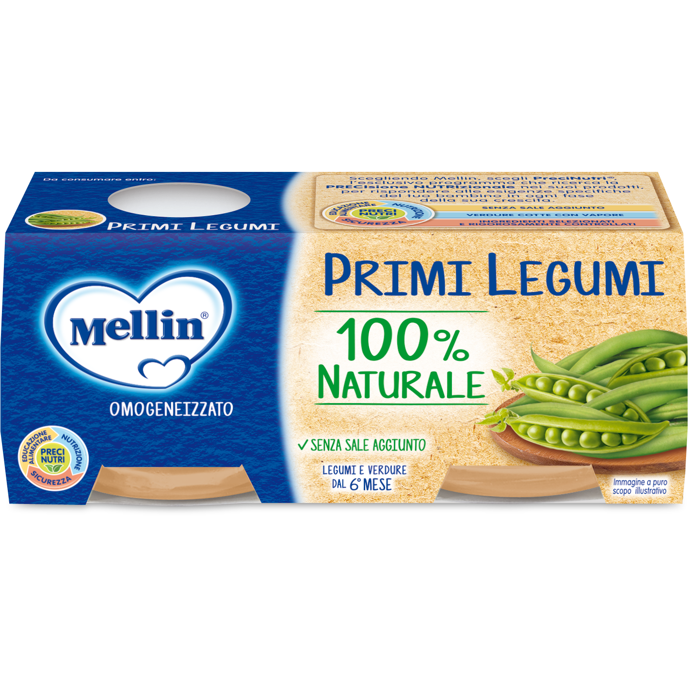 Mellin Omogeneizzato Primi Legumi 6M+ 2x80g  - 3