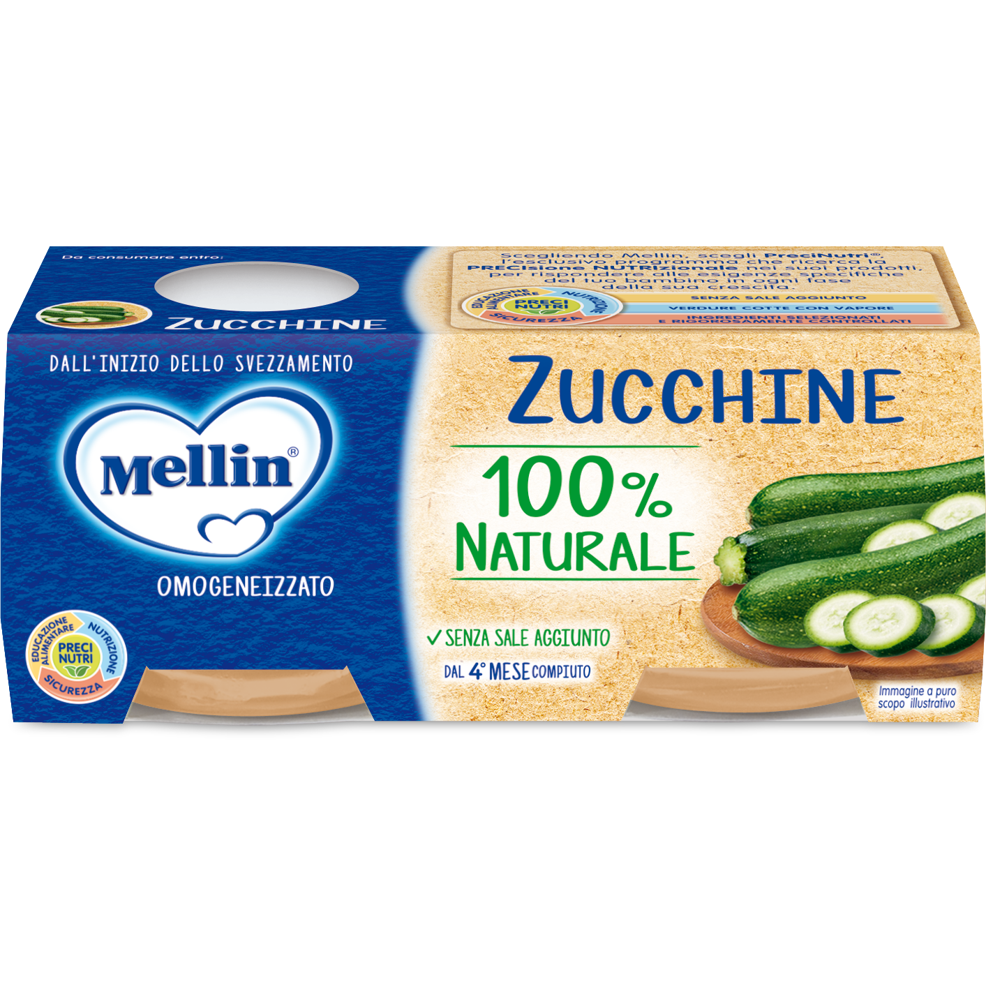 Mellin Omogeneizzato Zucchine 6M+ 2x80g  - 3