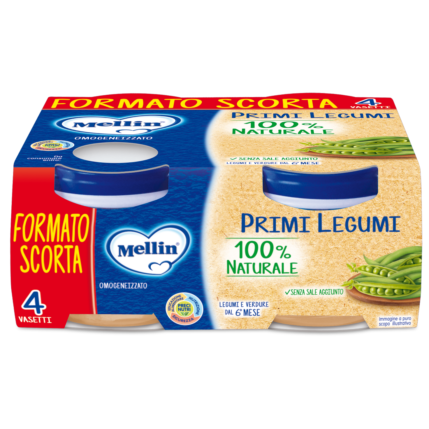 Mellin Omogeneizzato Primi Legumi 4x80g  - 2
