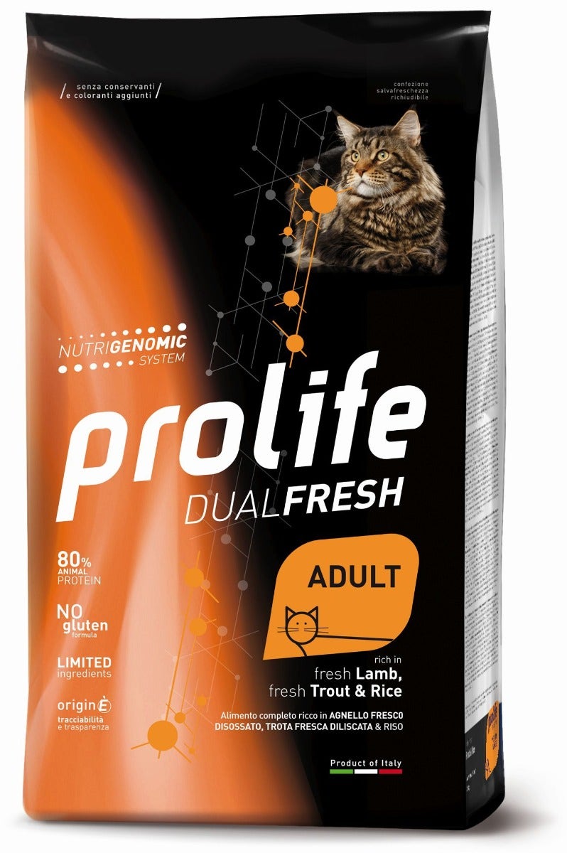 Prolife Cat Dual Fresh Adult Cibo Secco Per Gatti Adulti Lamb/Fresh Trout/ice Sacco 7Kg-1