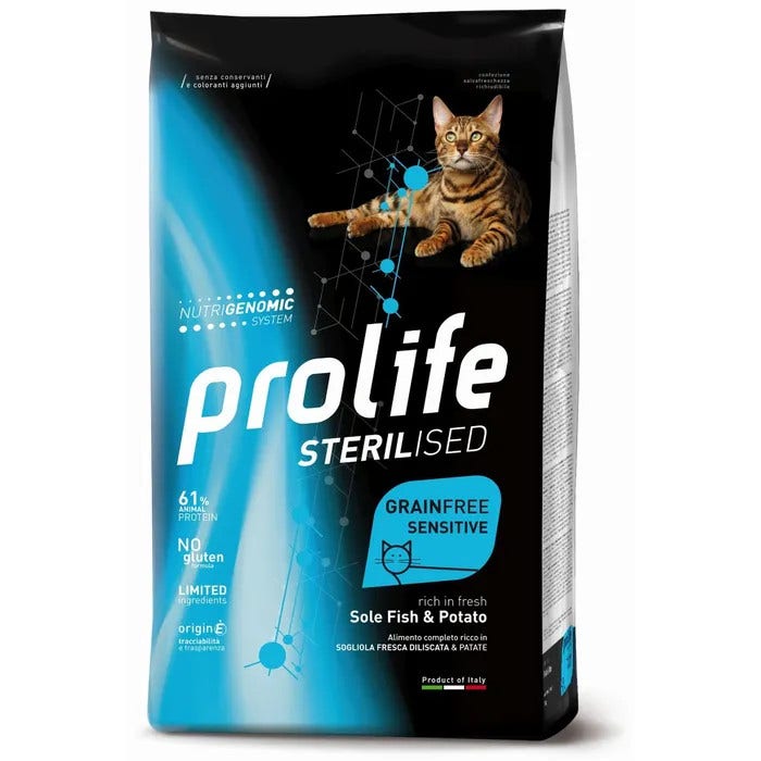 Prolife Cat Sterilised Grain Free Cibo Secco Per Gatti Adulti Sogliola E Patate 1,5kg-1