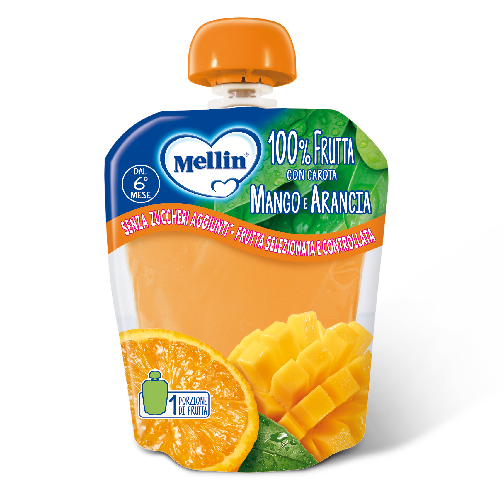 Mellin Pouch Arancia Mango Carota 90g 6Mesi+  - 1