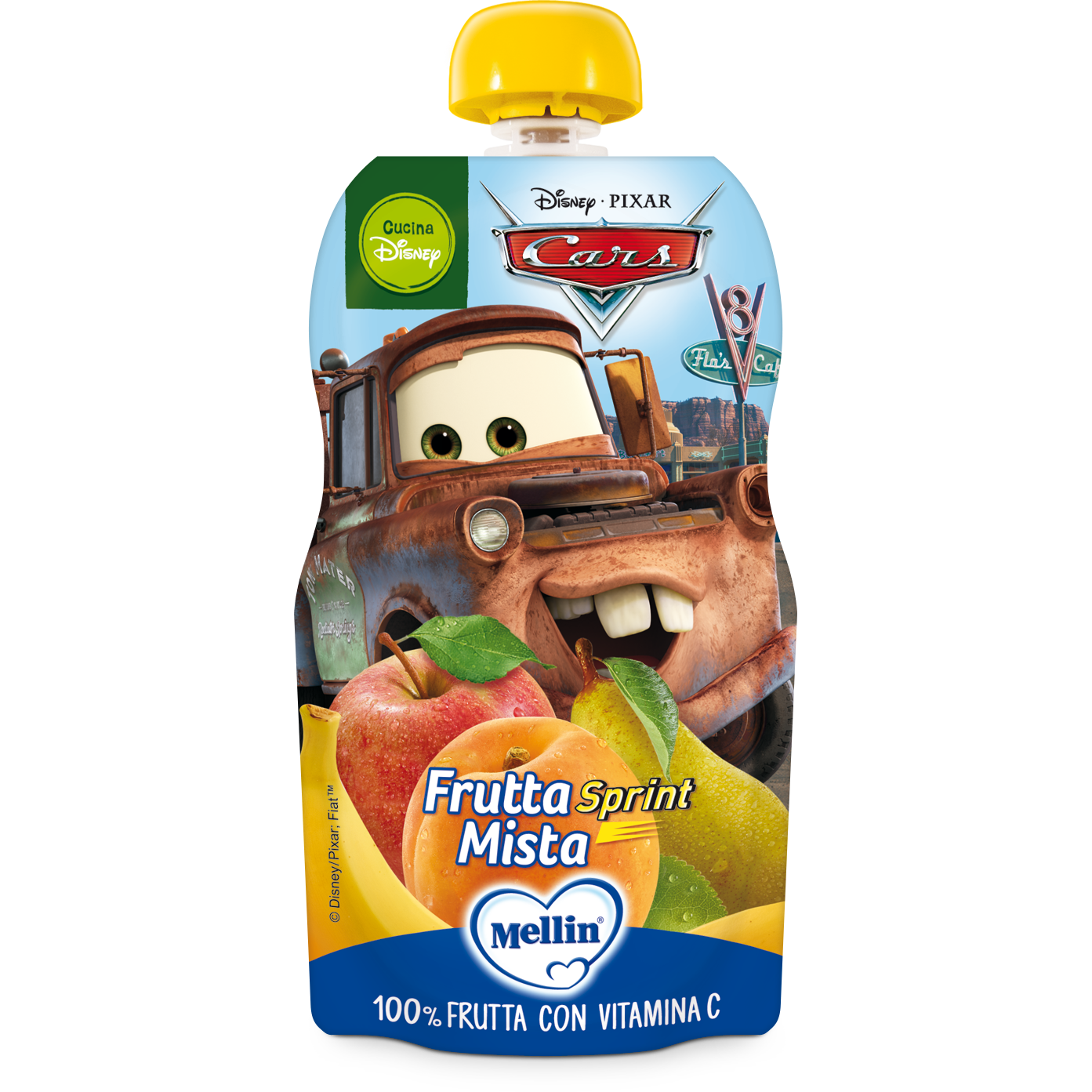 Mellin Pouch Merenda Disney Cars Frutta Mista 110g  - 1
