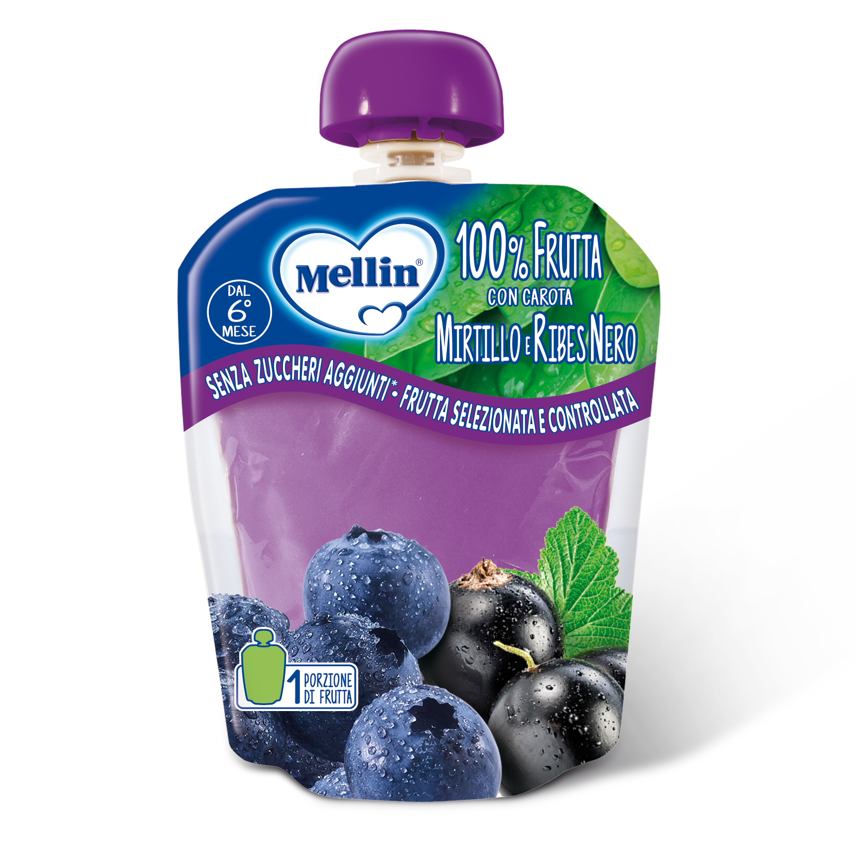 Mellin Pouch Mirtillo Ribes Nero 90g 6Mesi+  - 1
