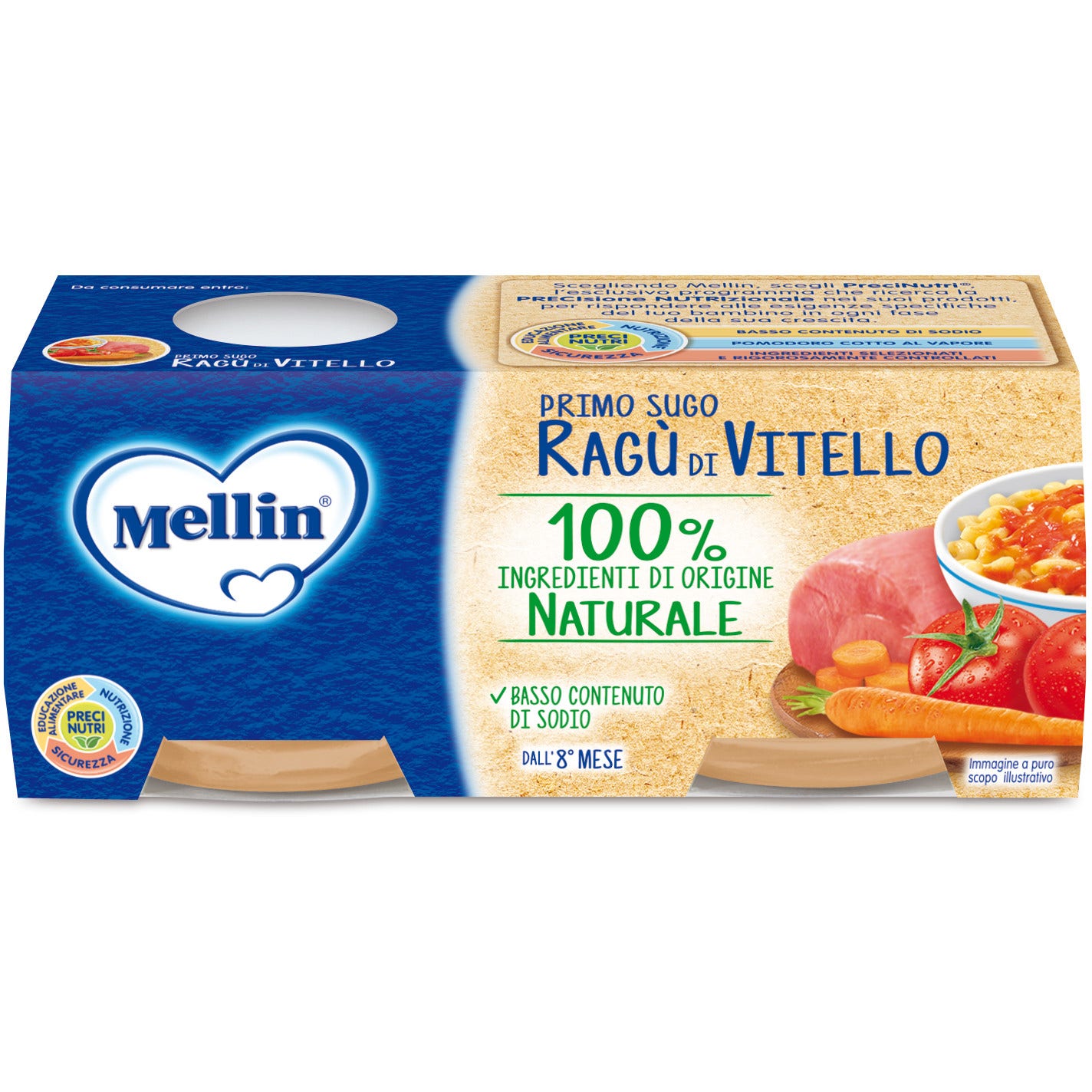 Mellin Primo Sugo Ragù Di Vitello 8M+ 2x80g  - 2