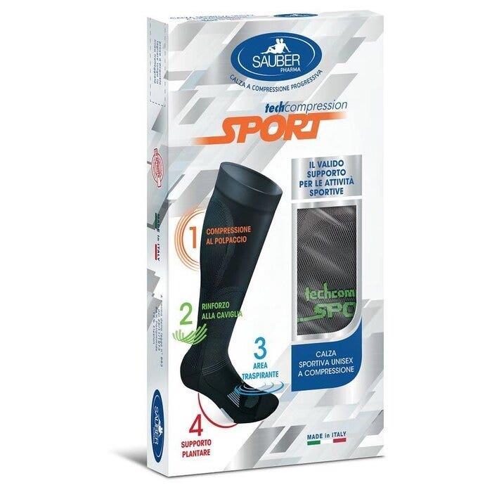 Sauber Sport Calza Unisex a Compressione Colore Grigio-verde Taglia S-1