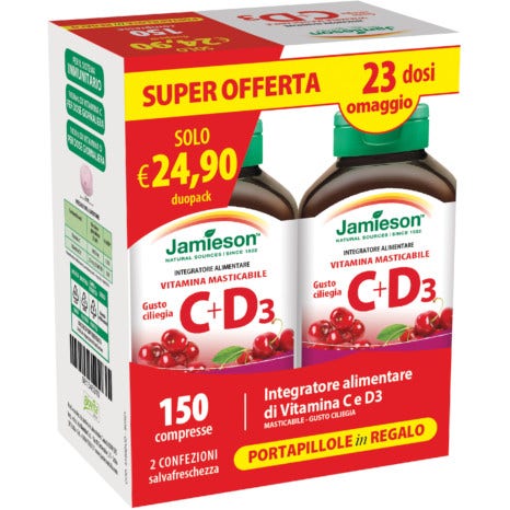 Jamieson Duo Pack Vitamina C+D Promo 2x75 Compresse  - 1