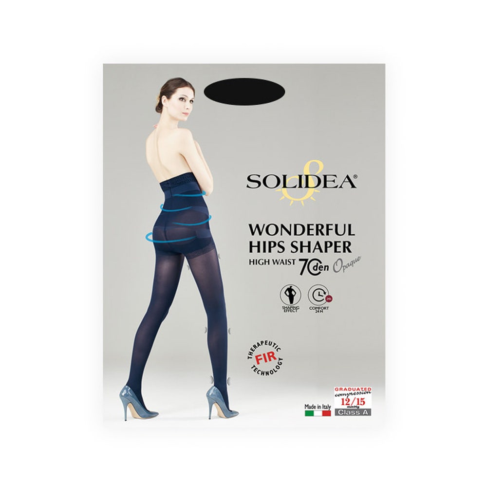 Solidea Collant Wonderful Vita Alta Hips Shaper 70 Denari Opaco Nero Taglia 2-M-1
